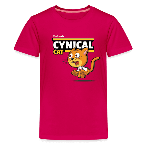 Cynical Cat Character Comfort Kids Tee - dark pink