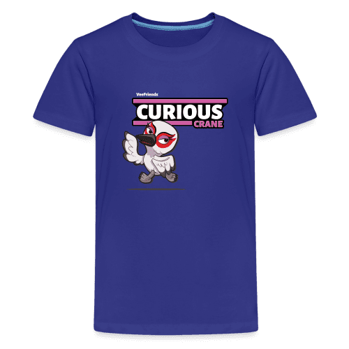 Curious Crane Character Comfort Kids Tee - royal blue