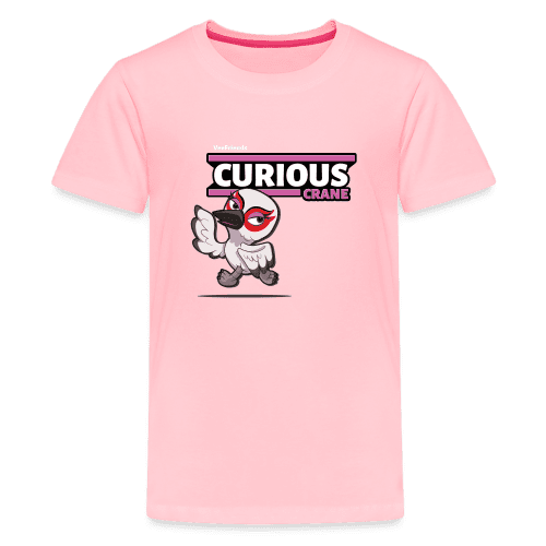 Curious Crane Character Comfort Kids Tee - pink