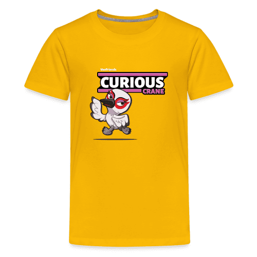 Curious Crane Character Comfort Kids Tee - sun yellow