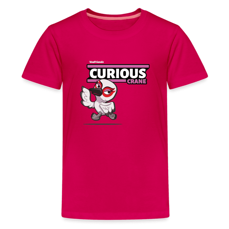 Curious Crane Character Comfort Kids Tee - dark pink