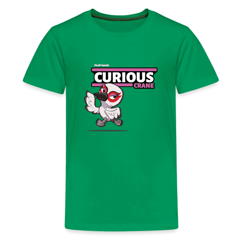 Curious Crane Character Comfort Kids Tee - kelly green