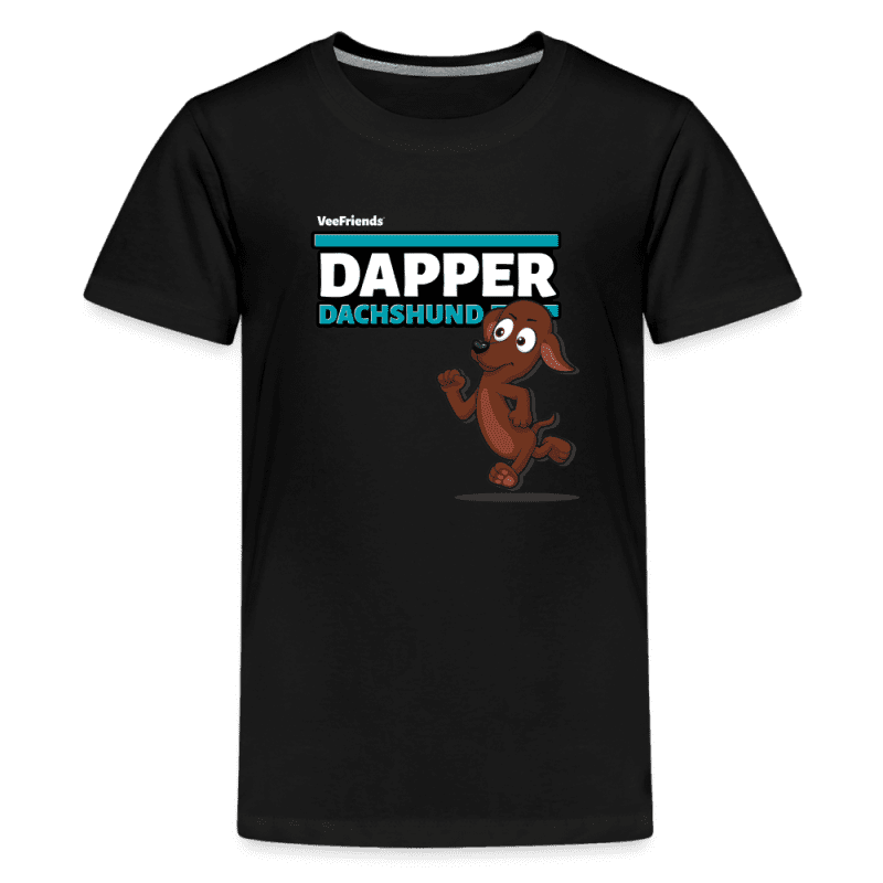 Dapper Dachshund Character Comfort Kids Tee - black