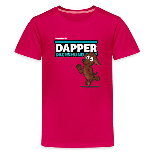 Dapper Dachshund Character Comfort Kids Tee - dark pink