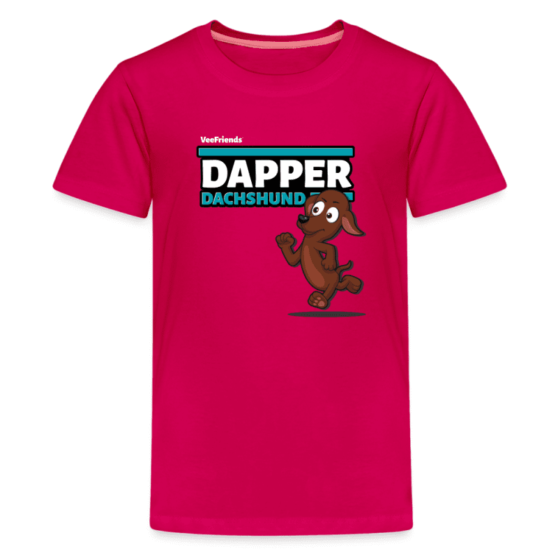 Dapper Dachshund Character Comfort Kids Tee - dark pink