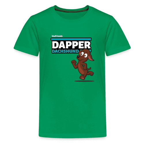 Dapper Dachshund Character Comfort Kids Tee - kelly green