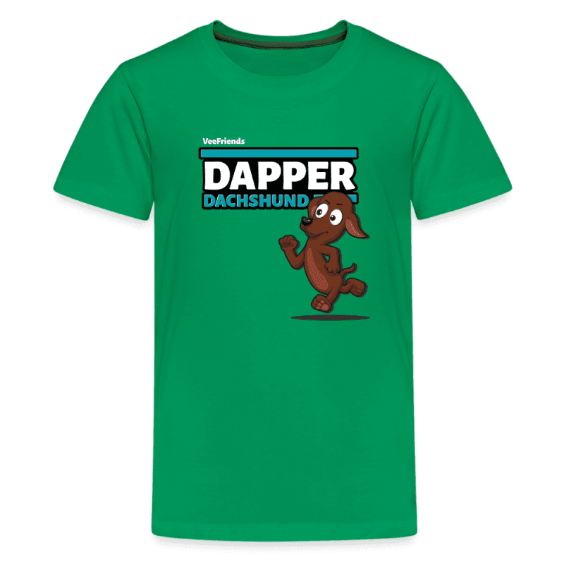 Dapper Dachshund Character Comfort Kids Tee - kelly green