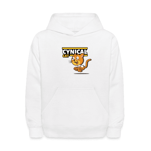 Cynical Cat Character Comfort Kids Hoodie - white