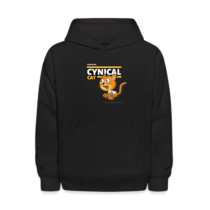 Cynical Cat Character Comfort Kids Hoodie - black