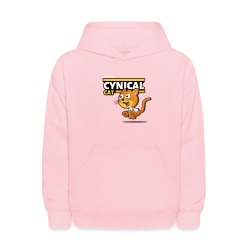 Cynical Cat Character Comfort Kids Hoodie - pink