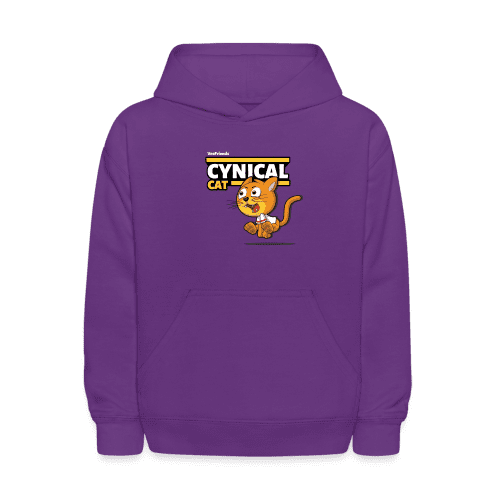 Cynical Cat Character Comfort Kids Hoodie - purple