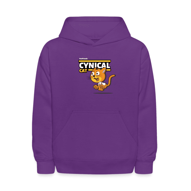 Cynical Cat Character Comfort Kids Hoodie - purple