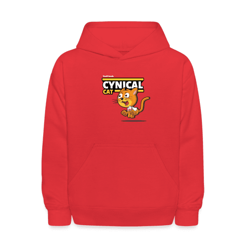 Cynical Cat Character Comfort Kids Hoodie - red