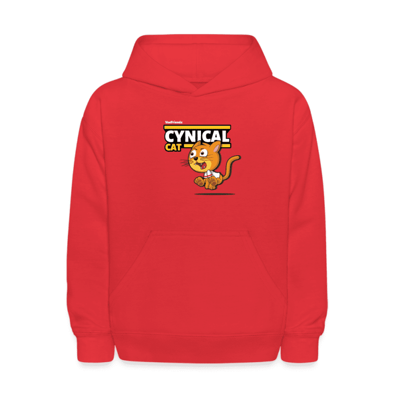 Cynical Cat Character Comfort Kids Hoodie - red