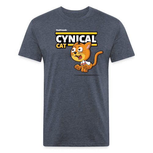 Cynical Cat Character Comfort Adult Tee - heather navy