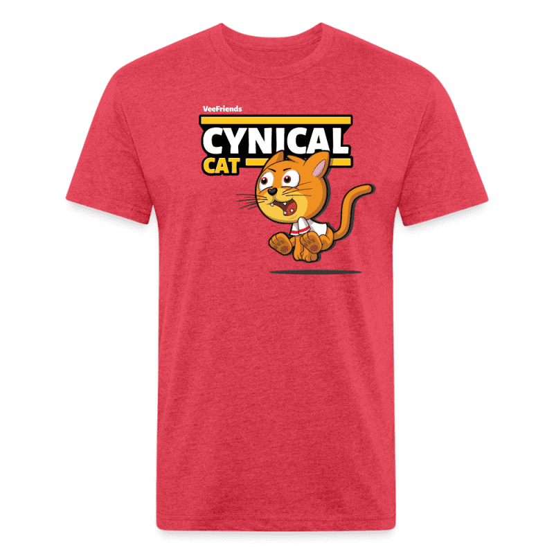 Cynical Cat Character Comfort Adult Tee - heather red