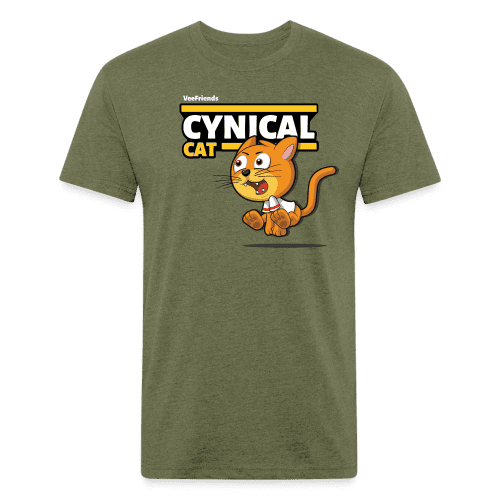 Cynical Cat Character Comfort Adult Tee - heather military green