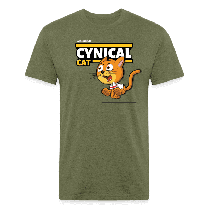 Cynical Cat Character Comfort Adult Tee - heather military green