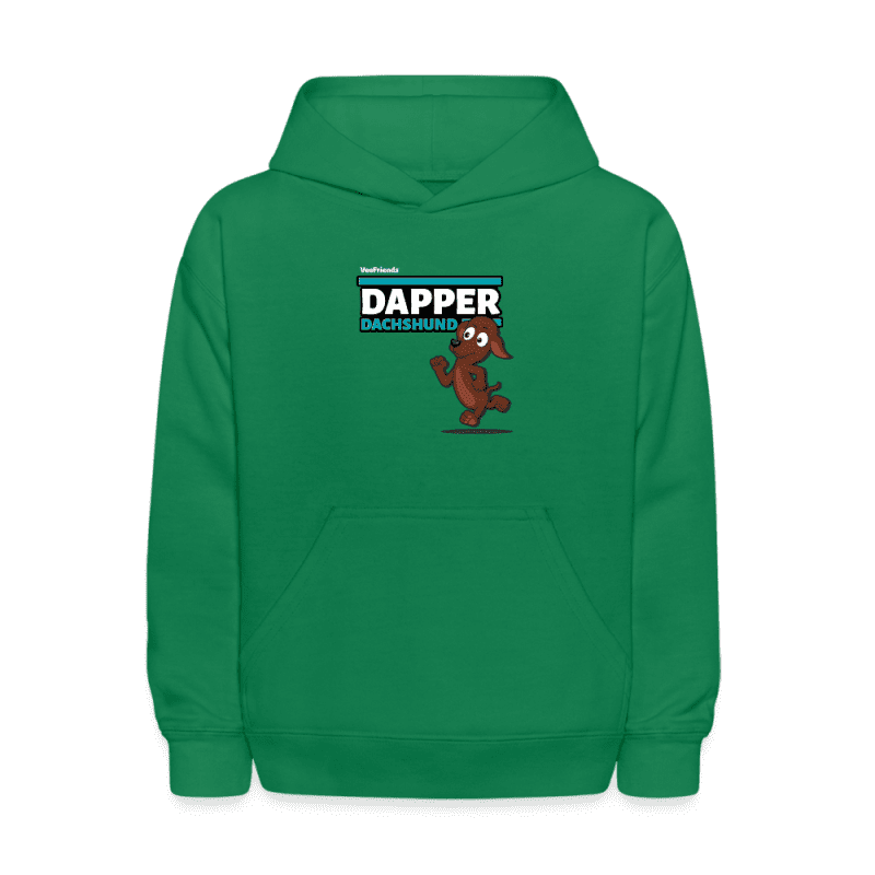 Dapper Dachshund Character Comfort Kids Hoodie - kelly green