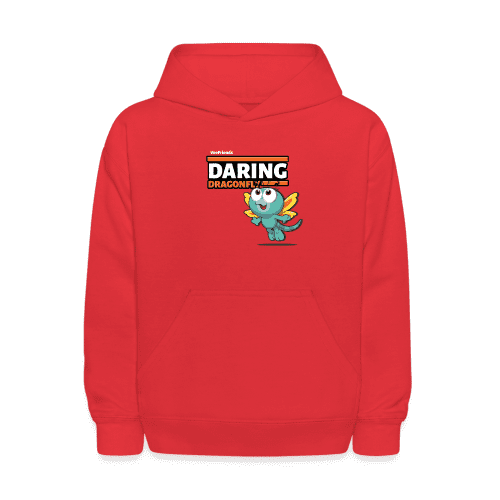 Daring Dragonfly Character Comfort Kids Hoodie - red