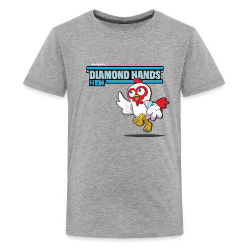 "Diamond Hands" Hen Character Comfort Kids Tee - heather gray