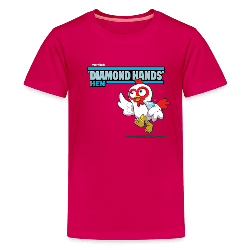 "Diamond Hands" Hen Character Comfort Kids Tee - dark pink