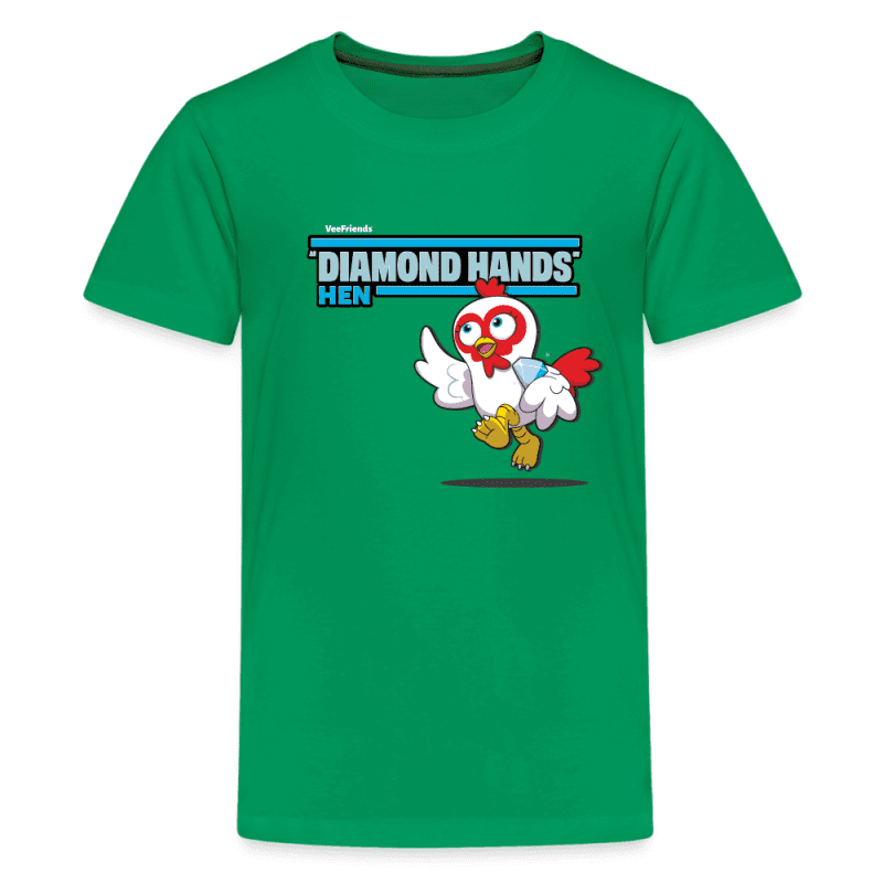 "Diamond Hands" Hen Character Comfort Kids Tee - kelly green