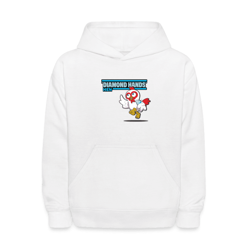 "Diamond Hands" Hen Character Comfort Kids Hoodie - white