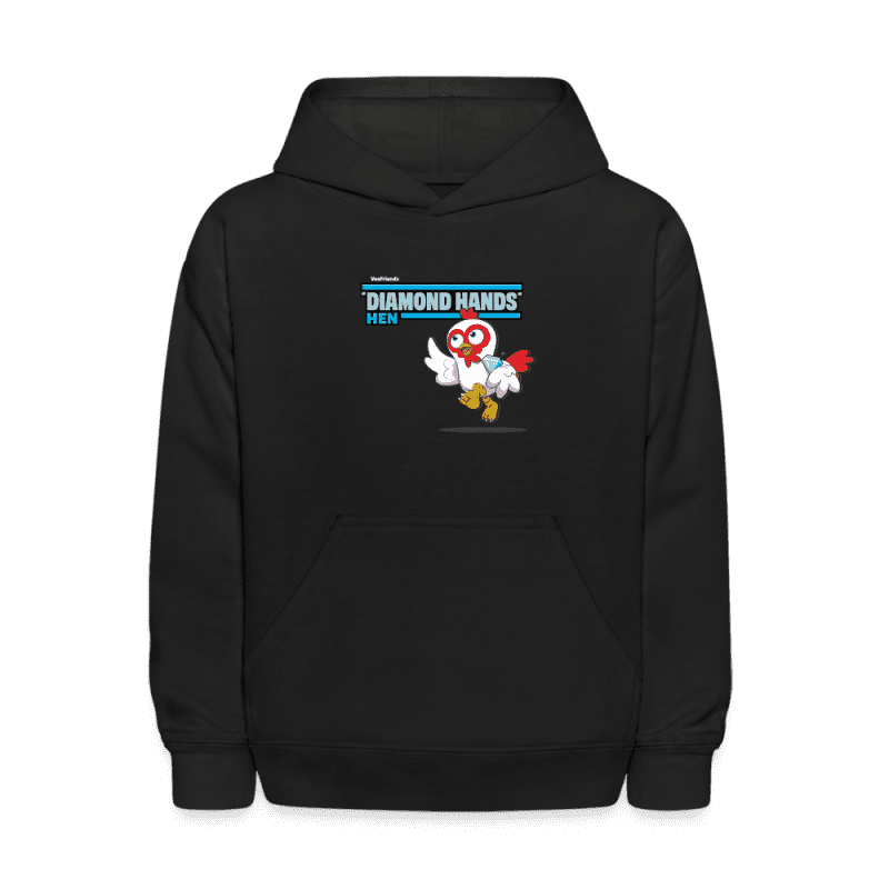 "Diamond Hands" Hen Character Comfort Kids Hoodie - black