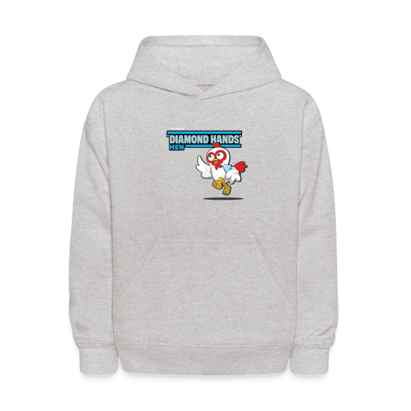 "Diamond Hands" Hen Character Comfort Kids Hoodie - heather gray