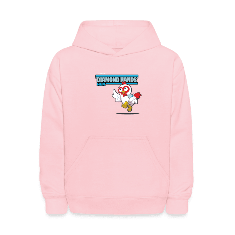 "Diamond Hands" Hen Character Comfort Kids Hoodie - pink