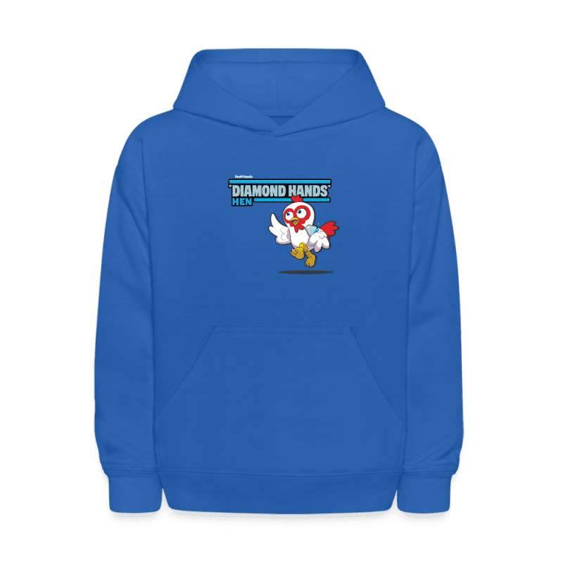 "Diamond Hands" Hen Character Comfort Kids Hoodie - royal blue