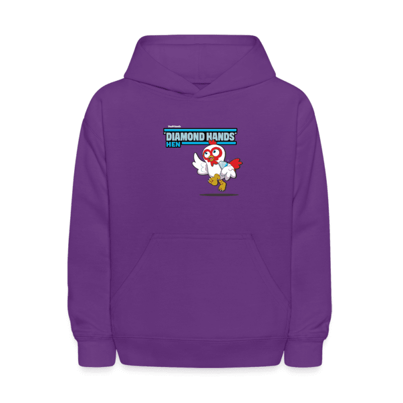 "Diamond Hands" Hen Character Comfort Kids Hoodie - purple