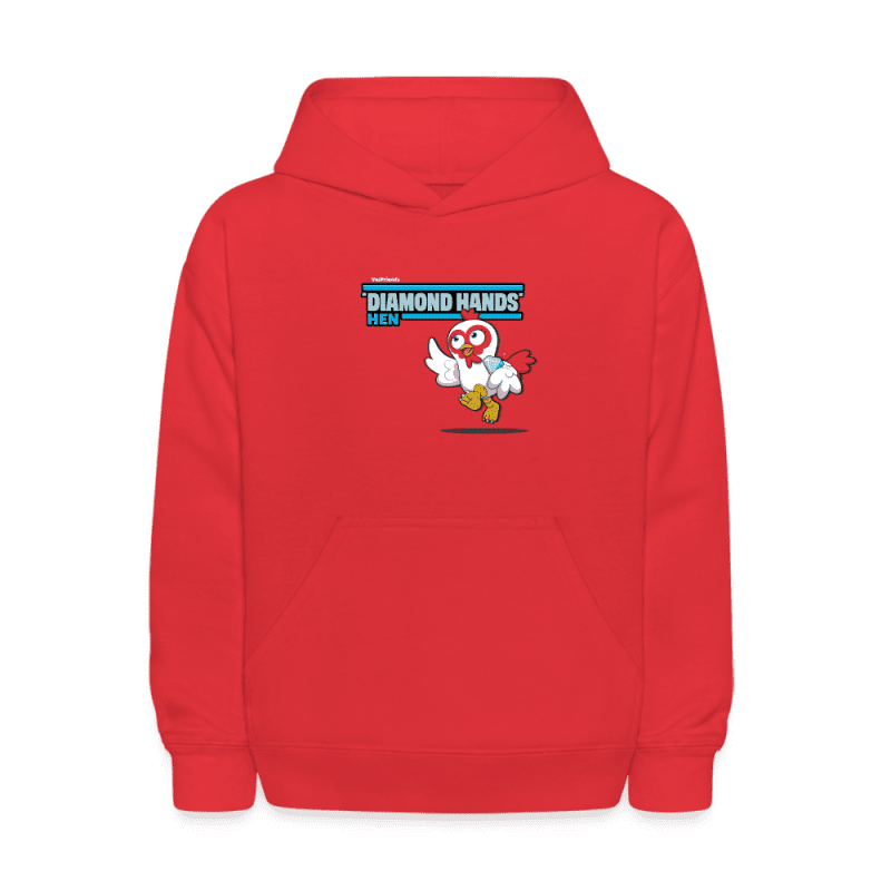 "Diamond Hands" Hen Character Comfort Kids Hoodie - red