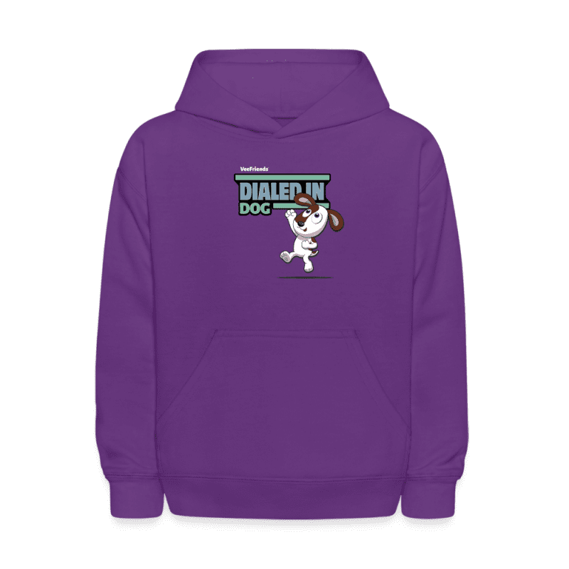 Dialed In Dog Character Comfort Kids Hoodie - purple