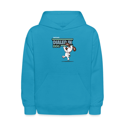 Dialed In Dog Character Comfort Kids Hoodie - turquoise