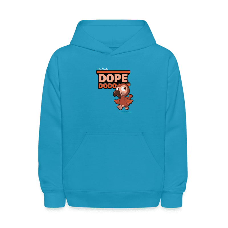 Dope Dodo Character Comfort Kids Hoodie - turquoise