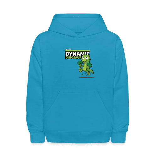 Dynamic Dinosaur Character Comfort Kids Hoodie - turquoise