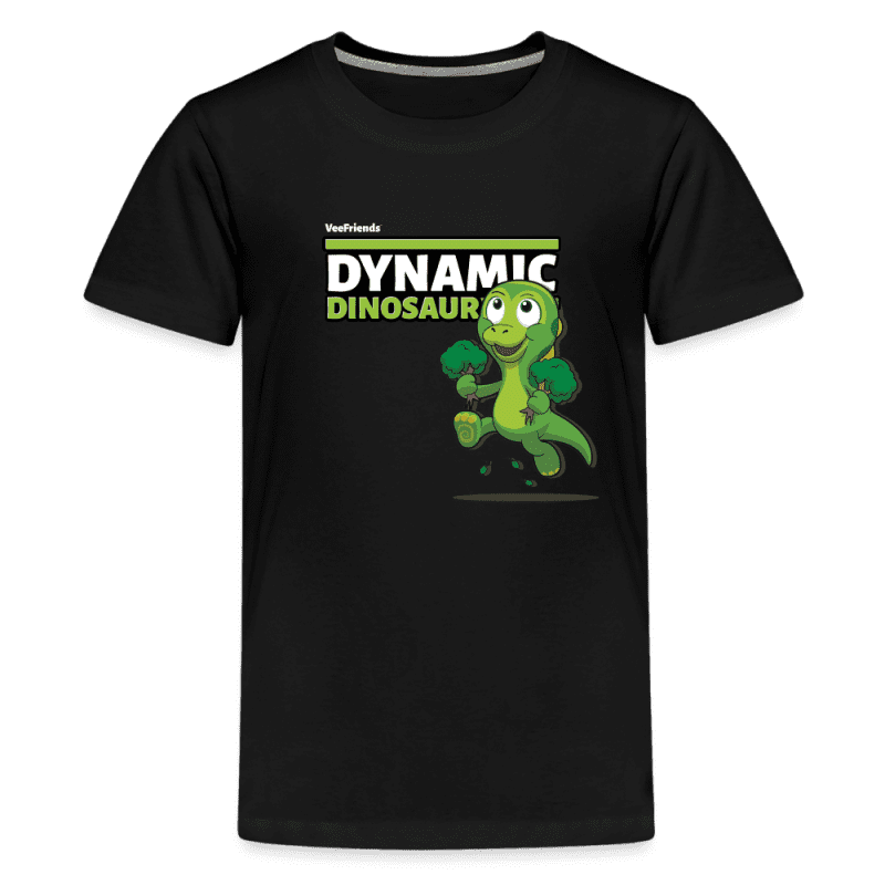 Dynamic Dinosaur Character Comfort Kids Tee - black