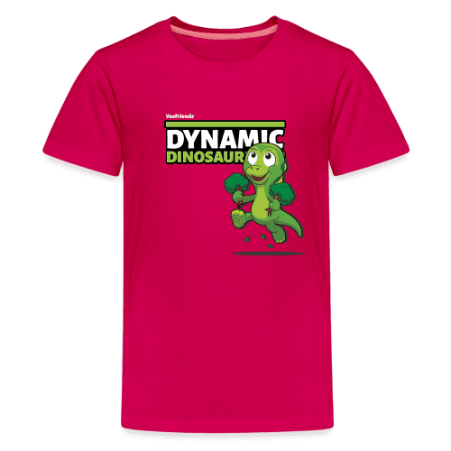 Dynamic Dinosaur Character Comfort Kids Tee - dark pink