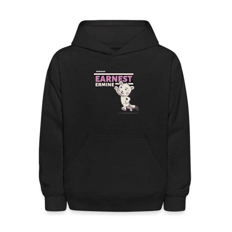 Earnest Ermine Character Comfort Kids Hoodie - black