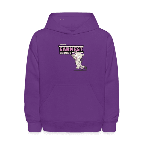 Earnest Ermine Character Comfort Kids Hoodie - purple