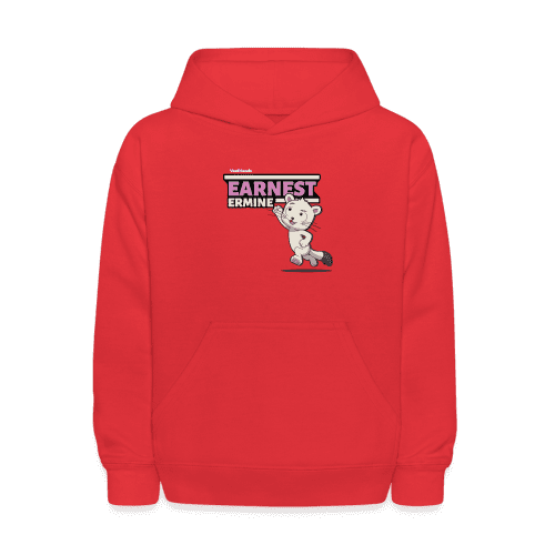 Earnest Ermine Character Comfort Kids Hoodie - red