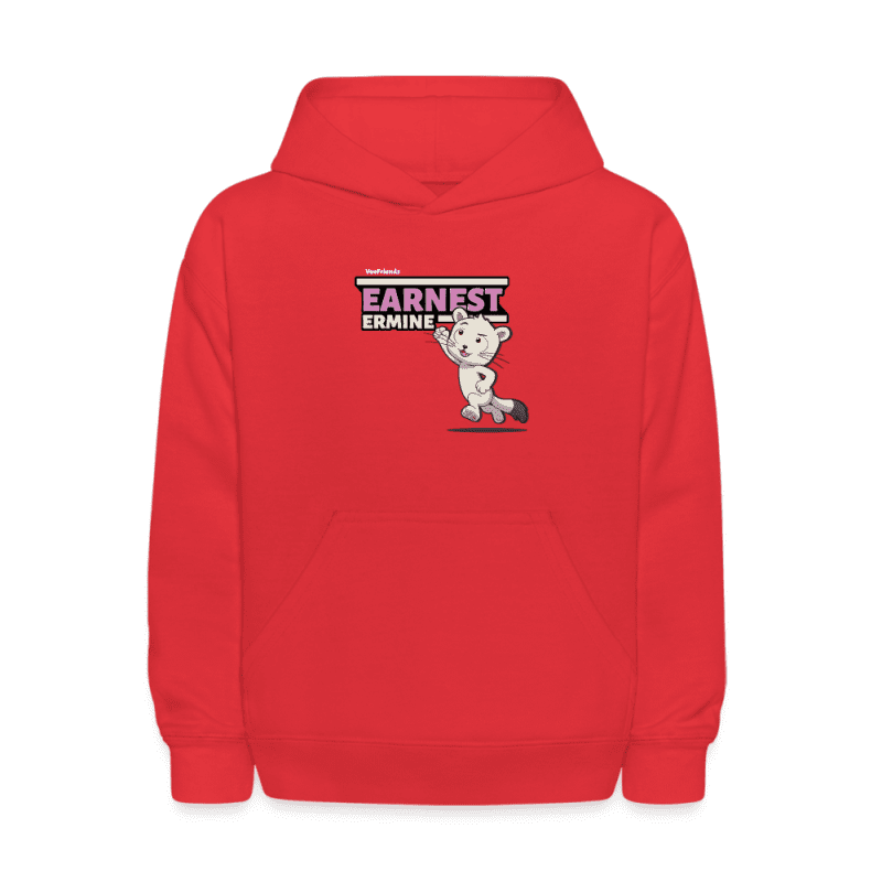 Earnest Ermine Character Comfort Kids Hoodie - red