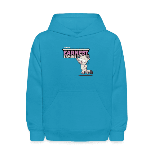 Earnest Ermine Character Comfort Kids Hoodie - turquoise