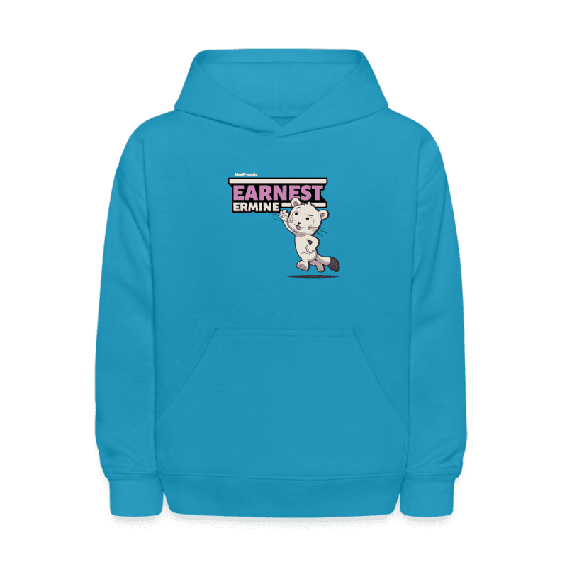 Earnest Ermine Character Comfort Kids Hoodie - turquoise