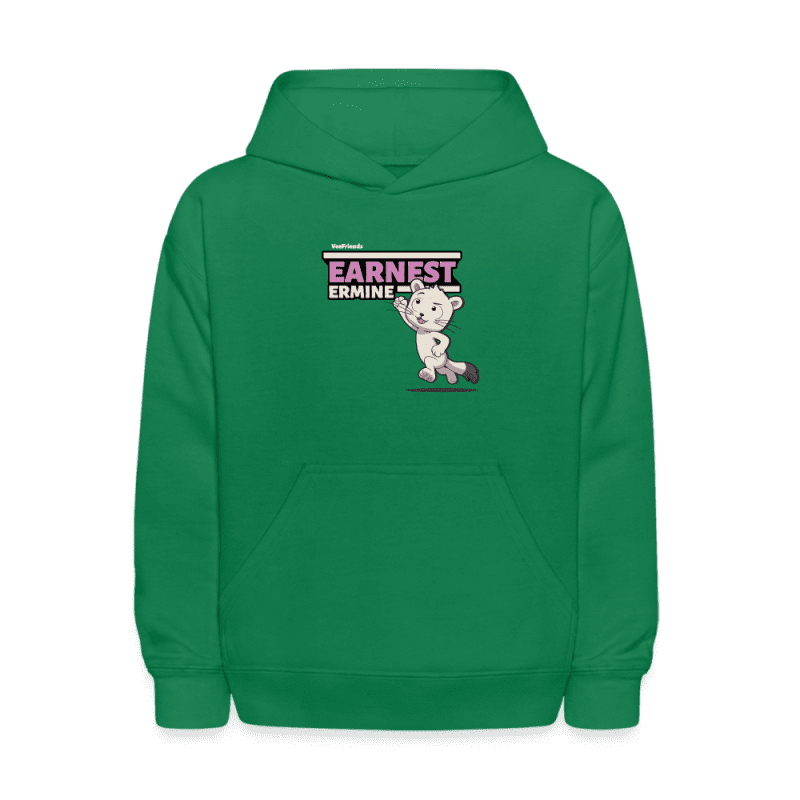 Earnest Ermine Character Comfort Kids Hoodie - kelly green