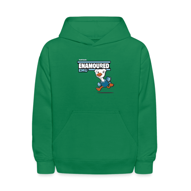 Enamoured Emu Character Comfort Kids Hoodie - kelly green