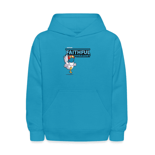 Faithful Pheasant Character Comfort Kids Hoodie - turquoise