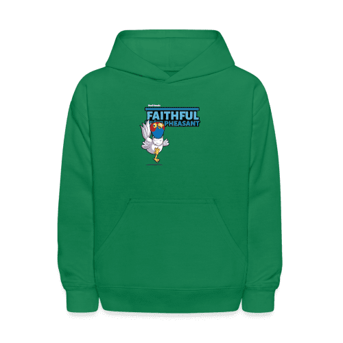 Faithful Pheasant Character Comfort Kids Hoodie - kelly green